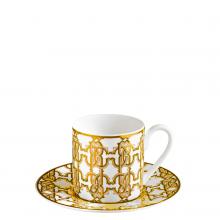 Roberto Cavalli Monogram Gold Espresso Cup and Saucer