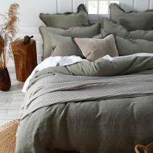 MM Linen Laundered Linen Pillowcase Pair Olive