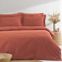 Yard Waffle Red Clay Duvet Cover Set